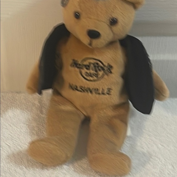 Hard Rock Cafe Tan and Blue Stuffed Bear - Picture 2 of 8